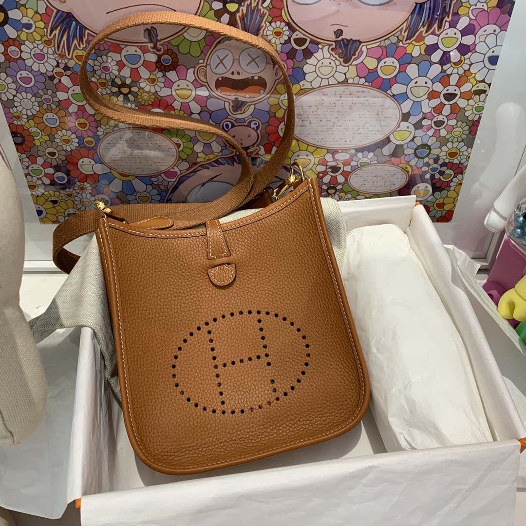 에르메스 미니 에블린16 골드브라운 금장 끌레망스 가죽